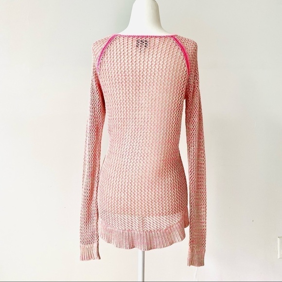 AMERICAN Eagle Pink Knit Crochet Tunic Cover Up - Picture 3 of 8